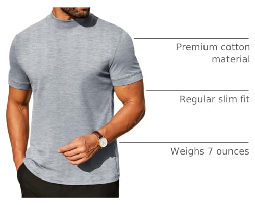 Image of COOFANDY Mens Mock Turtleneck Shirts Casual Premium Cotton Short Sleeve Shirt Basic Half Neck T-Shirts