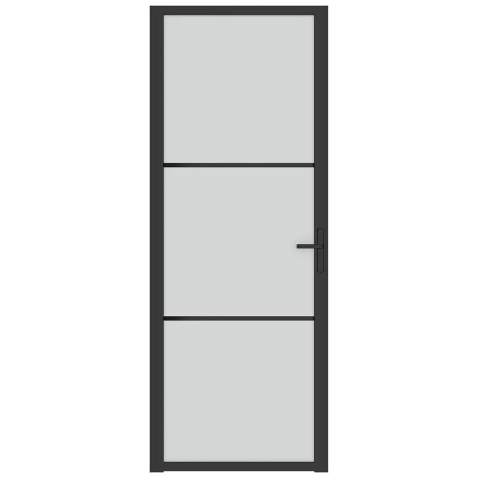 IKAYAA Porta Interna in Vetro e Alluminio Battente - Nero e Ghiaccio - 76 x 201.5 cm - Tipo 2