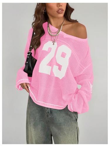 Image of Verdusa Women's Y2k Crochet Tops Jersey Shirts Graphic Going Out Summer Outfits Oversized Streetwear