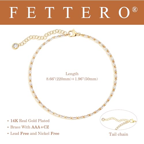 Image of Fettero Anklet Bracelets for Women Gold Plated Dainty Waterproof Anklet Charm Bracelet Summer Beach Foot Jewelry