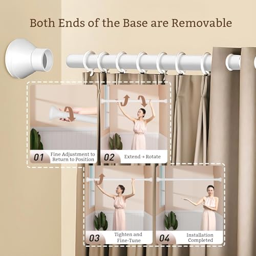 Barre de rideau de douche robuste sans perçage, rail extensible vert 360-450cm