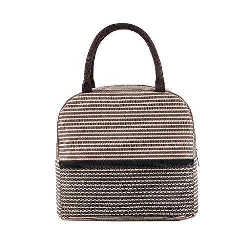 XLSTORE Stripe Portable Lunch Bag Thermal Canvas Food Container Tote Handbag Lunch Bags Coffee