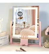 Amazon.co.jp: LuxeVue ピンク卓上鏡 ハリウッドミラーライト付き化粧