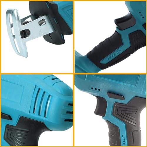 papasbox Reciprocating Saw,0-4000 RPM Variable Speed Cordless Electric Saws, 21V Brushless Wood Saws with 2pcs Batteries,8pcs Saw Blades,LED Light,Fast Charger for Metal Wood PVC Cutting-Blue - Image 6