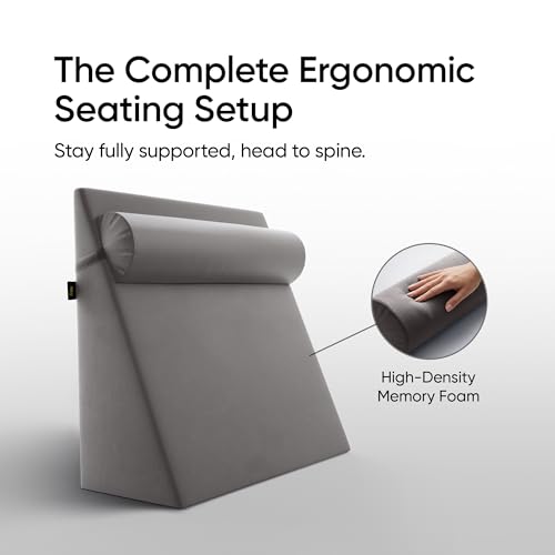 Image of Frido Wedge Neck Rest Pillow | Multipurpose Neck Pillow | Memory Foam Roll with Adjustable Strap | Relieves Neck, Knee & Lumbar Pressure | Compatible with Wedge Plus | Washable Cover, Slate Grey