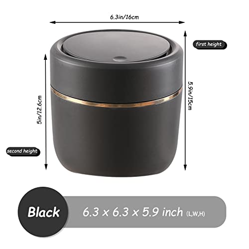 Mini caneca de basura con tapa negra para escritorio miniatura 2