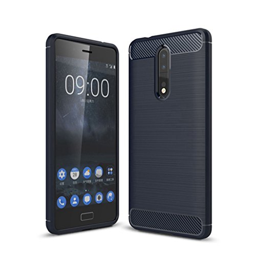 Manyip Funda Nokia 8,Funda Fibra de Carbono Anti-Rasguño y Resistente Huellas Dactilares Totalmente Protectora Caso de Cuero Cover Case Adecuado para el Nokia 8