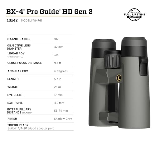 Leupold BX-4 Pro Guide HD Binoculars, 10x42mm Gen 2 (184761)