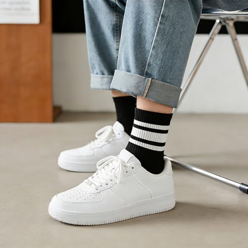 Image of VWU Women Men Crew Socks Cotton Dress Socks Ankle Neutral Casual Gilr Boy Solid Color Crew Socks SIze 5-12