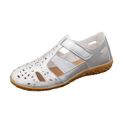 Sandales plates respirantes ajourées chaussure femme de marche été bout fermé