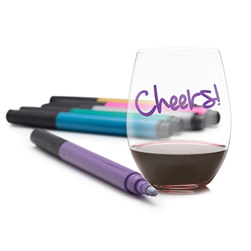Mekbok Wine Glass Markers - 6 Pack Of Food Safe Non-Toxic Wine Glass Markers - Can Also Be Used On Ceramic Plates And Other Glass And Tableware #TOP4