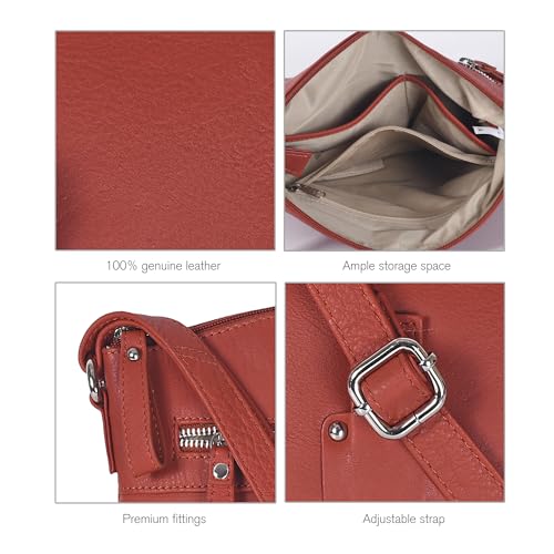 Image of Oak Leathers Leather Crossbody Bag For Women With Adjustable Sling Strap - Medium Size Crossover Shoulder Handbag Purse