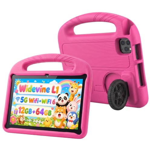 Image of Kids Tablet 10 inch,Android 15 Tablet with EVA Case(Rose Red)
