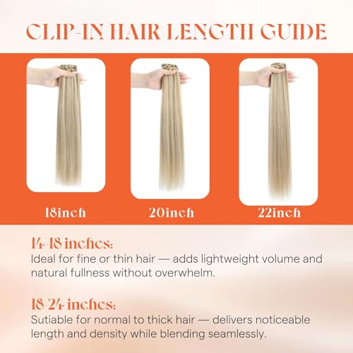 Image of Sunny Hair Clip in Hair Extensions Real Human Hair Highlights 16 Inch | Human Hair Extensions Clip Ins Blonde, Easy at Home Application, Natural Volume and Balanced Shape for Daily Wear 120g
