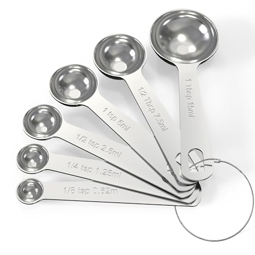 TILUCK Stainless Steel Measuring Spoons Set,Coffee Scoop Spoon,Kitchen Gadgets for Cooking & Baking,Set of 6