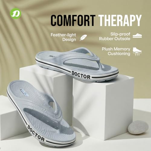 Image of DOCTOR EXTRA SOFT Men's Classic & Premium Casual Flip Flops with Soft Acupressure for Adult | Comfortable & LightWeight| Stylish & Anti-Skid |Waterproof Everyday Cushion Slippers for Gents /Boys D-553