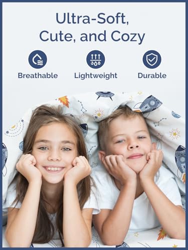 Image of Kids Queen Space Rockets Bed Sheets - 4 Piece Kids Space Rockets Sheet Set | Space Rockets Themed Bedding, Ultra-Soft, Cute & Cozy, Breathable & Machine Washable, Bed Set for Boys, Girls & Teens, Comfy