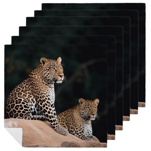 Servilletas de Tela African Leopard on Rock 6 PCS miniatura 1
