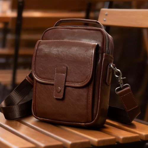 Image of Augus Genuine Leather Small Messenger Bag Crossbody