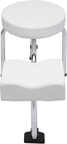 Miniatura 8 de Silla de pedicura moderna, altura ajustable y longitud de hierro y PVC, para el hogar, spa, salón de belleza (blanco)