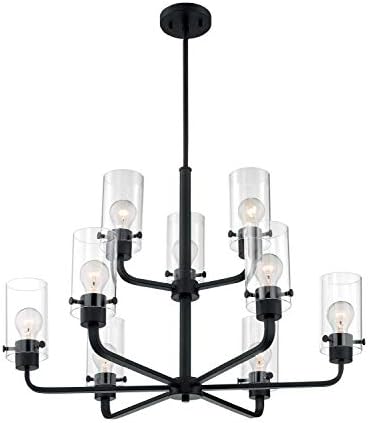 Nuvo 60/7279 Sommerset 9-Light Chandelier with Clear Glass, Matte Black
