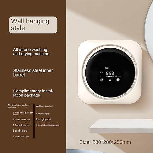 Miniatura 5 de Mini Lavadora Y Secadora De 170 W, Lavadora Y Secadora Completamente Automática De 3,5 L, Secadora Compacta De Bajo Ruido Para Apartamento, Hogar, Dormitorio Para Colgar En La Pared Desktop