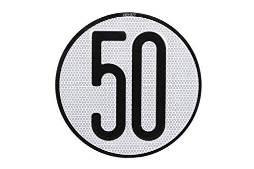 Plimpo Placa De Velocidad Homologada 50 En Oferta Cofan Placa De Aluminio Con Homologación V-4 | Velocidad Máxima Permitida A 50 Km/H. Para Vehículos Especiales Con Límites De Velocidad | Ø 200 De Diámetro