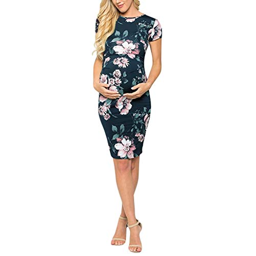 Vestidos de Mujer Ropa premamá Moda Floral Impresos Vestido de Maternidad Cómodo Suelto Women Dress de Verano Mujeres Embarazadas Falda Larga Dress MMUJERY