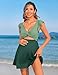 Charmo Ribbed Maternity Bathing Suit V Neck Push up One Piece Pregnancy Swimsuit Ruffle Swimdress for Women Swimwear Army Green Splicing M