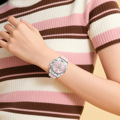 Image of OLEVS Women Dress Watch, Two Tone Diamond Quartz Wrist Watch, Stainless Steel Waterproof Luminous Day Date Ladies Chronograph Gift Watch