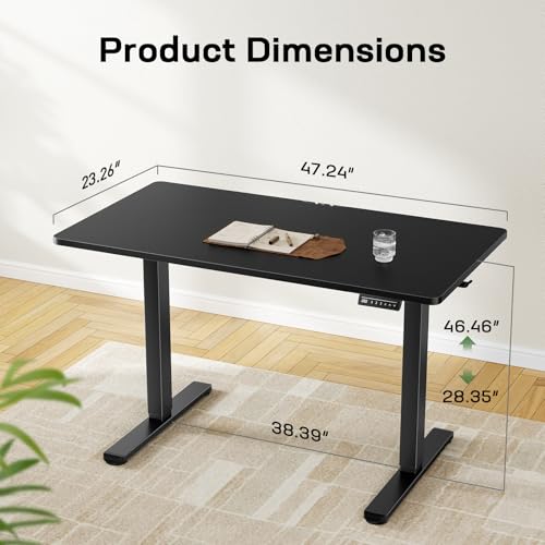 Image of Marsail Electric Standing Desk with One-Whole Piece Desktop,48x24 Height Adjustable Office Gaming Computer Desk with Deeper Tabletop,Home Office Stand up Desk with 4 Memory Presets,Desk for Bedroom