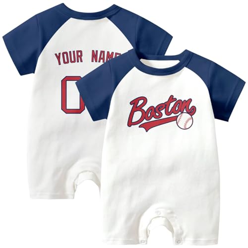 Image of KREDE Baby Clothes Unisex Bodysuit White Custom Name Number for Baby Boys