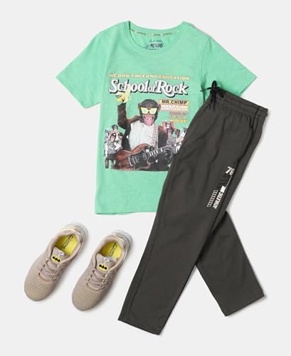 Image of Jockey AB13 Boys Super Combed Cotton Rich Graphic Printed Trackpants with Contrast Side Piping