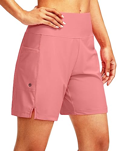 Image of G Gradual Women's 7 inch Long Swim Board Shorts High Waisted Quick Dry Beach Swimming Shorts for Women with Liner Pockets