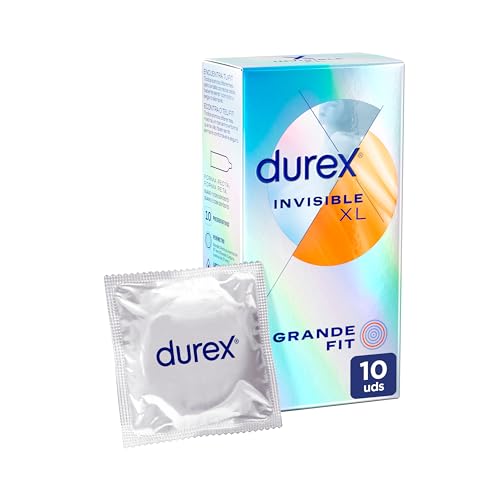 Durex Preservativos Invisible XL, Ultra Fino Diseñado para Maximizar Sensaciones, 10 condones XL