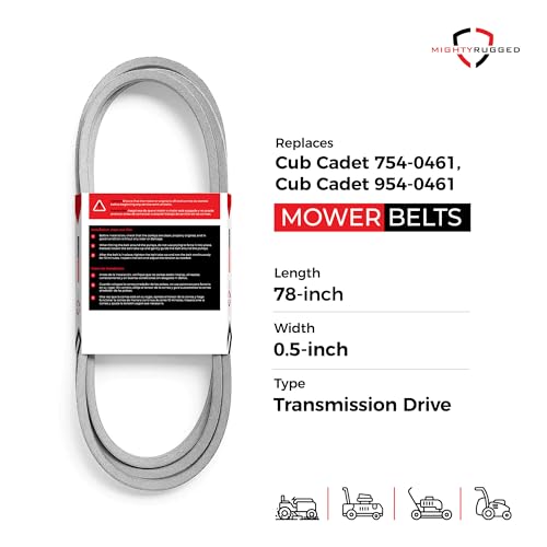Image of 954-0461, 754-0461 Drive Belt for Cub Cadet - 78 inch - Heavy-Duty, Durable, Aramid Cord Belt - Compatible with LT1018, LT1022, LT1024, LT1042, LT1045, LT1046, LT1050, GT1554, SLT1550