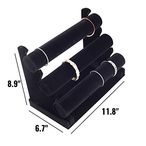 Image of Plixio Velvet Bracelet Holder with Three Tier Rack- Bracelet Stand for Jewelry Organization and Display (Pack of 2)