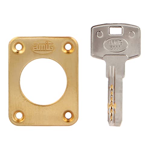 Amig - Right Overlap Lock with Locking Lever, Tab and Handle for Wooden Doors Mod. 72, Gold, 100 x 85 mm - Image 3