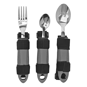 Adaptieve gebruiksvoorwerpen, Easy Grip zilverwerk voor parkinson, artritis, niet-gewogen houder, roestvrijstalen lepel, vork, mes, ideaal voor ouderen en gehandicapten