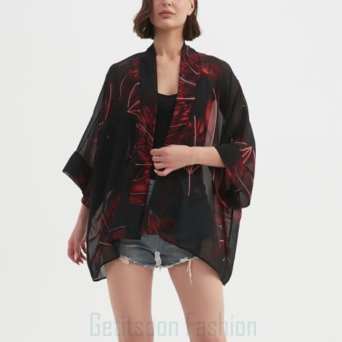 Kimono de gasa bohemio para cubrir el bikini de forma elegante y disimular imperfecciones 3