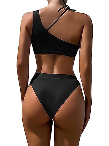 Lilosy Sexy Cutout One Shoulder Bikini Swimsuit Set for Women Brazilian Bathing Suit 2 Piece2