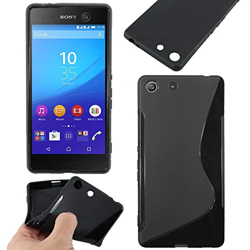 ebestStar   Funda Compatible con Sony Xperia M5, M5 Dual Carcasa Gel Silicona Gel TPU Motivo S línea, S Line Case Cover, Negro [Aparato: 145 x 72 x 7.6mm, 5.0'']
