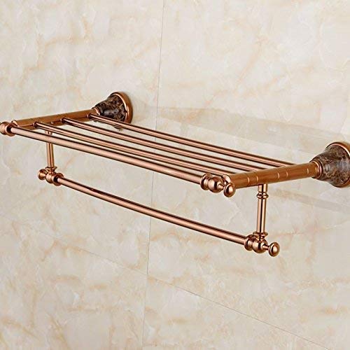 Porte-serviette en cuivre or rose et jade pour ranger vos draps de bain avec style