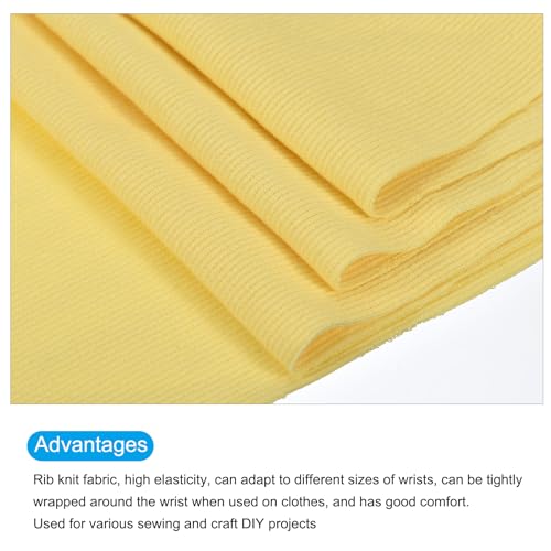Image of MECCANIXITY 39 inch Elastic Cuffs Ribbed Trims Cotton Fabric Knit Rib Stretch Tape Cuff Sleeve Waistband for Sewing, 6 inch Wide Light Yellow
