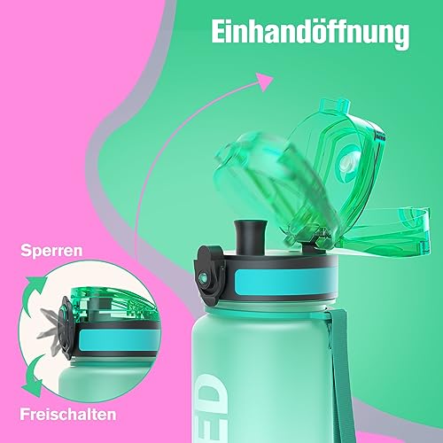 Sahara Sailor Trinkflasche, Sport Trinkflasche, [BPA-frei Tritan] 1L/500ML/750ML Auslaufsicher Sport Wasserflasche, Sportflasche für Fahrrad, Camping, Yoga, Gym (1 Flasche)