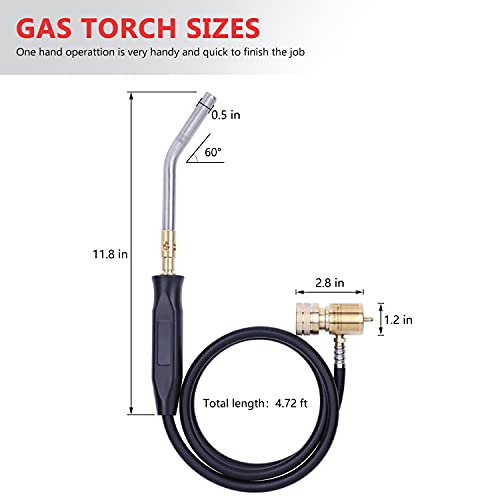 Image of Propane Torch Hand Hose, Mapp Gas Torch,Welding Torch,Hose Length 1.5M /60 inch-with Hook