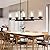 Brightever Dining Room Light Fixture, 5-Light Farmhouse Kitchen Island Lighting, Linear Chandelier with Clear Glass Shades and Adjustable Rods, Modern Wood Pendant Lighting Over Table, E26 Socket