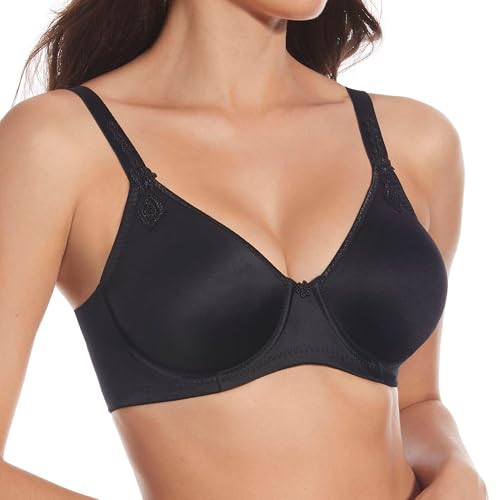 Selene, Sujetador Reductor para Mujer con Tirantes Bordados y Aros, Sin Relleno, Colección Berta, Color Negro, Talla 95C