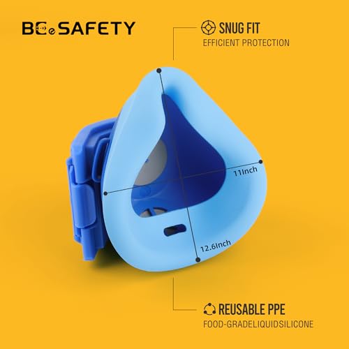 BEESAFETY Reusable Half Face Respirator Mask with 6 Filters,2818 Food-Grade Silicone Dust Mask for Painting,Cleaning,Sanding (Blue)