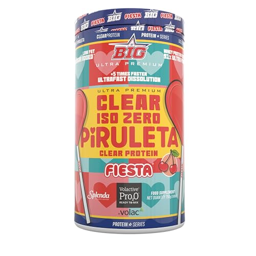 BIG - Proteina Clear Isolada - Clear Whey Protein - Sabor Piruleta Fiesta- Proteina Suero de Leche - Materia Prima Premium - Masa Muscular, Recuperación -Textura Tipo Isotónica-(750g, Piruleta Fiesta)